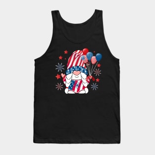 Gnomes 4th Of July Women Girls American Flag Tank Top